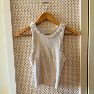 Aerie Free Spirit Small Cropped Tank Sleeveless Beige Knit Top